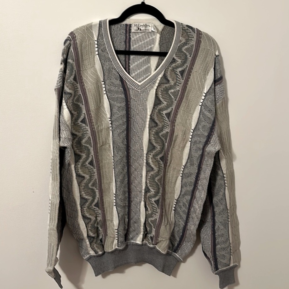 St. croix 3D cardigan vintage 90s coogi style size L